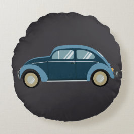 Koele blauwe retro auto met scuffs rond kussen