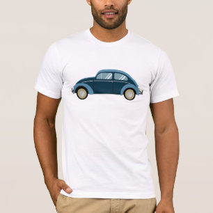 Koele blauwe retro auto met scuffs t-shirt