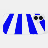 Koele blauwe witte strepen iPhone 16 hoesje (Achterkant horizontaal)