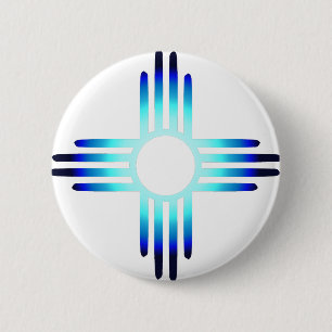 Koele Blauwe Zia Ronde Button 5,7 Cm