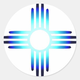 Koele Blauwe Zia Ronde Sticker