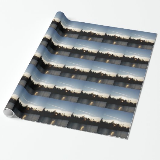 Koele Blauwe Zonsondergang Cadeaupapier (Uitgerold)