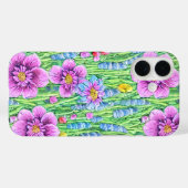 Koele bloementuin Kleurrijk patroon Paarse Groen Case-Mate iPhone Case (Achterkant (horizontaal))