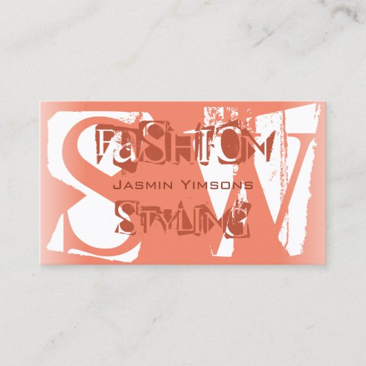 Koele Blush Rood Wit met Foto en Monogram Visitekaartje (Voorkant)