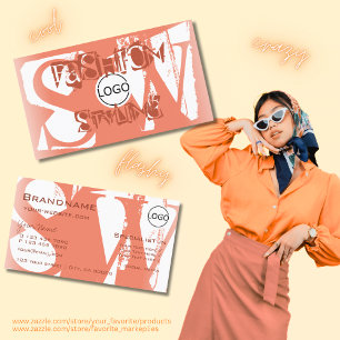 Koele Blush Rood Wit met Logo en Monogram Visitekaartje