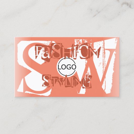 Koele Blush Rood Wit met Logo en Monogram Visitekaartje (Voorkant)