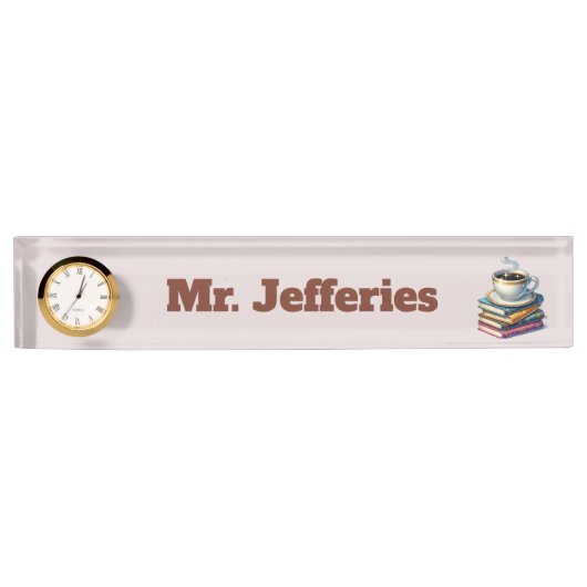 Koele boeken koffie Leraar Naambordje (Voorkant)