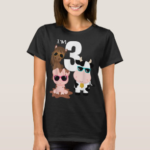 Koele boerderijdieren 3e verjaardagsfeestje 3 jaar t-shirt