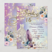 Koele boho bloemenglitter String lampjes schittere Kaart (Voorkant / Achterkant)