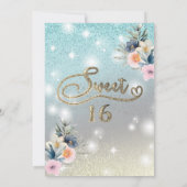 Koele boho bloemenglitter String lampjes schittere Kaart (Achterkant)