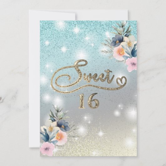 Koele boho bloemenglitter String lampjes schittere Kaart (Achterkant)