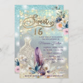 Koele boho bloemenglitter String lampjes schittere Kaart (Voorkant / Achterkant)