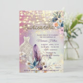 Koele boho bloemenglitter String lampjes schittere Kaart (Staand voorkant)