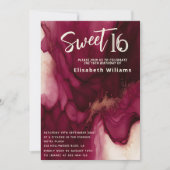 Koele bordeauxrode Abstracte alcoholinkt Kaart (Voorkant)