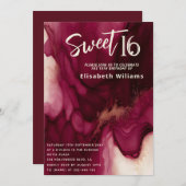 Koele bordeauxrode Abstracte alcoholinkt Kaart (Voorkant / Achterkant)