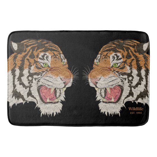 Koele boze wilde dieren vechten Tigers zwart Badmat (Voorkant)