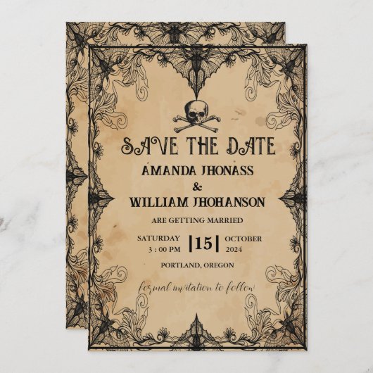 koele bruiloft  horror Gothic de datum opslaan Kaart (Voorkant / Achterkant)