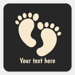 Koele bruine babyvoeten zwart vierkante sticker