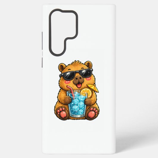 Koele Capybara Drank Samsung Galaxy Hoesje (Achterkant)