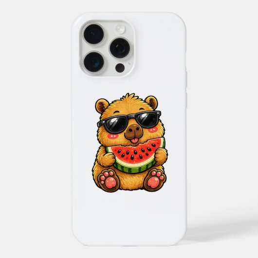 Koele Capybara Watermeloen Zomer iPhone Hoesje (Achterkant)