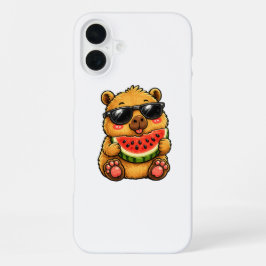 Koele Capybara Watermeloen Zomer iPhone 16 Plus Hoesje