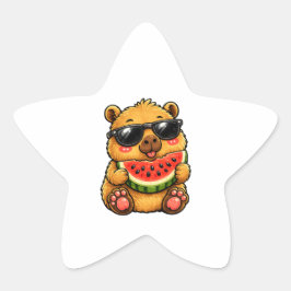 Koele Capybara Watermeloen Zomer Ster Sticker