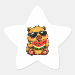 Koele Capybara Watermeloen Zomer Ster Sticker