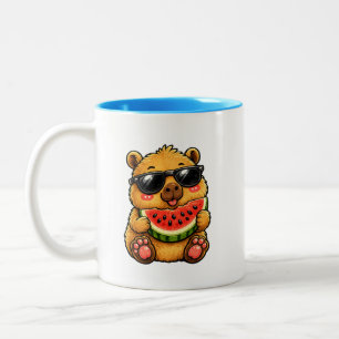 Koele Capybara Watermeloen Zomer Tweekleurige Koffiemok