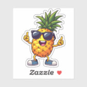Koele Cartoon Ananas met Zonnebril Summer Vibe Sticker (Vel)