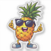 Koele Cartoon Ananas met Zonnebril Summer Vibe Sticker (Voorkant)