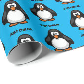 Koele Cartoon Pinguïn - Gewoon Chillin 'Arctic Vib Cadeaupapier (Rol Hoek)