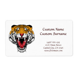 Koele cartoon tattoo symbool brullende wilde tijge etiket