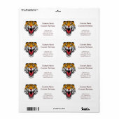 Koele cartoon tattoo symbool brullende wilde tijge etiket (Full Sheet)