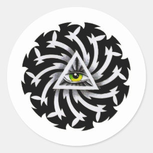 Koele cartoon tattoo symbool Derde oogwijsheid Ronde Sticker