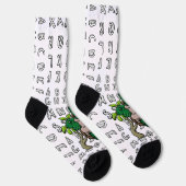 Koele cartoon van groene schildpad met alfabetten sokken (Rechts)