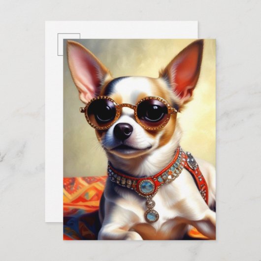 Koele Chihuahua hond met een zonnebril Briefkaart (Voorkant / Achterkant)