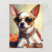 Koele Chihuahua hond met een zonnebril Briefkaart (Voorkant)