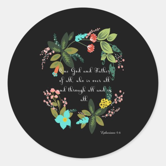 Koele Christelijke kunst - Efeziërs 4:6 Ronde Sticker (Voorkant)
