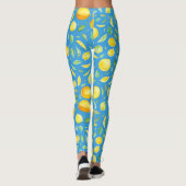 Koele citrus op turquoise Waterverf patroon Leggings (Achterkant)