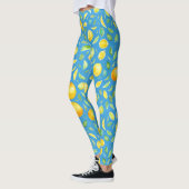 Koele citrus op turquoise Waterverf patroon Leggings (Links)