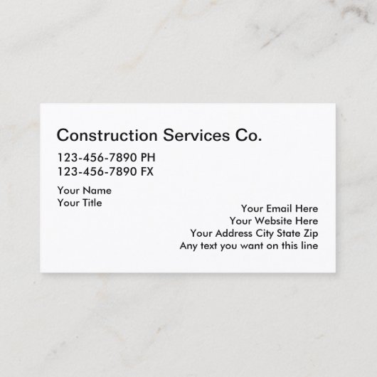 Koele constructie of bouwer visitekaartje (Achterkant)