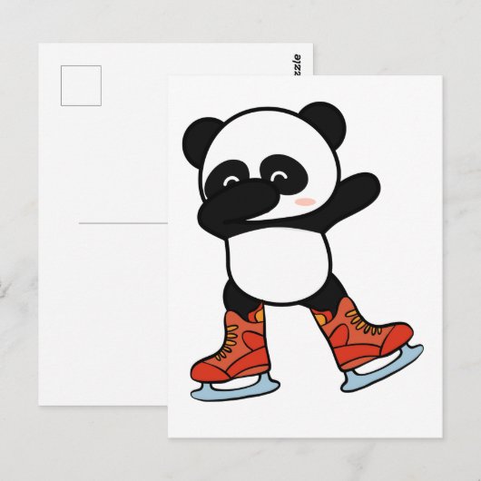 Koele Dabbing Panda op IJsschaatsen Briefkaart (Voorkant / Achterkant)