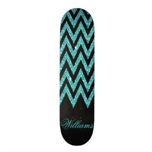 Koele de pauw blauwe faux van de chevronzigzag skateboard