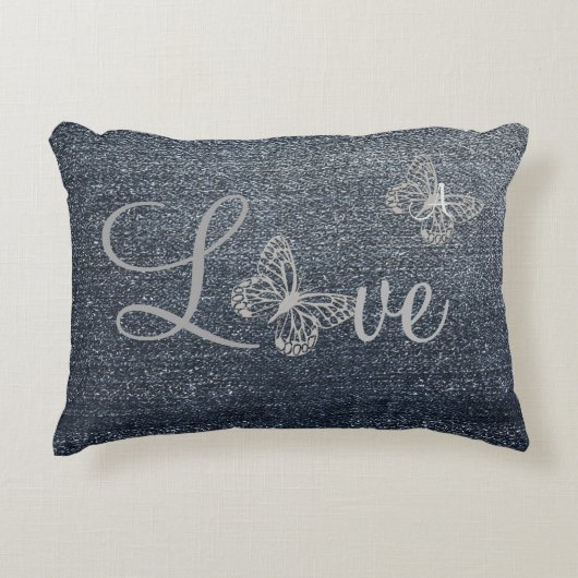 Koele denim look accent kussen (Voorkant)