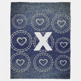 Koele denim look fleece deken