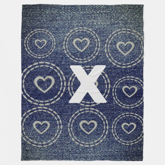 Koele denim look fleece deken (Voorkant)