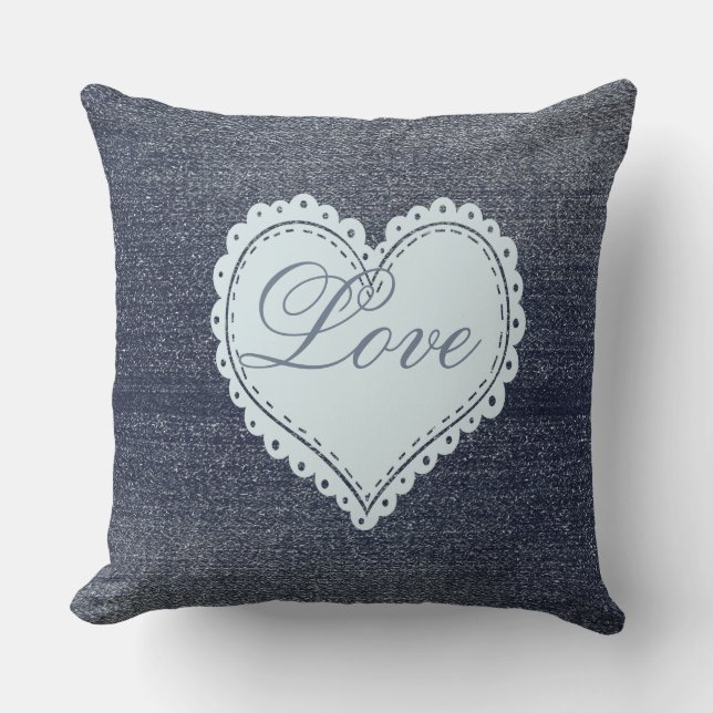 Koele denim look kussen (Voorkant)