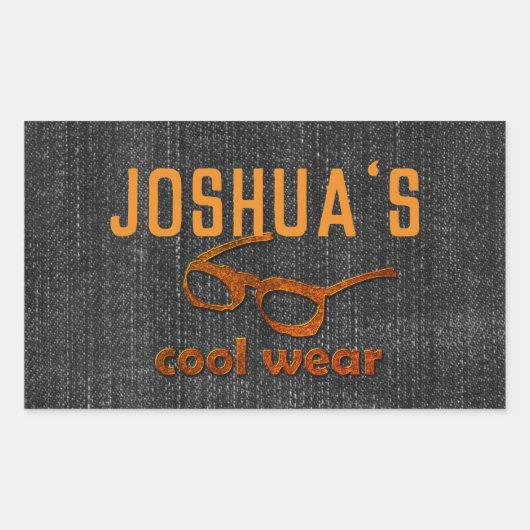 Koele denim look rechthoekige sticker (Voorkant)