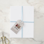 Koele dennenbomen glinsterende bokeh cadeaulabel (Met Touw)