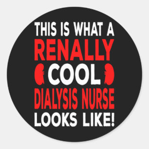 Koele dialyse verpleegkundige en dialyse technicus ronde sticker